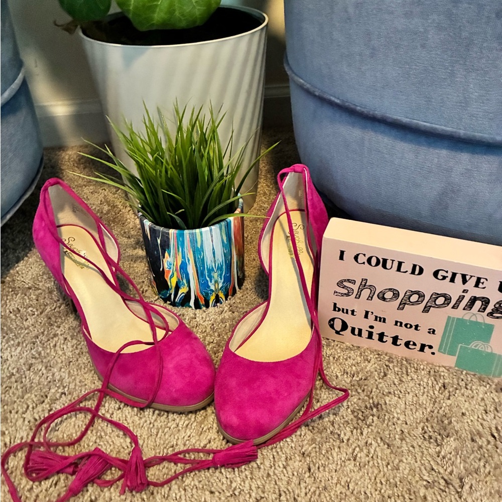 Seychelles Fuchsia Lace-Up Heels